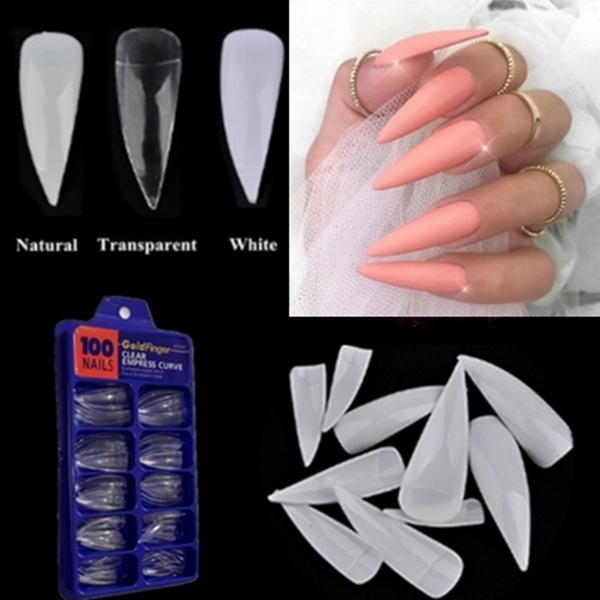 Manicure Tool 100 Pcs French Fake Nail Artificial Nail Art Acrylic Long Stiletto Nail Tips Wish