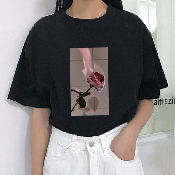 Harajuku para mujer t camisa rosa flor llama impresión Camiseta de manga  corta de las mujeres casuales divertido t camisa para mujer Camiseta Tee  superior Hipster Tumblr | Wish