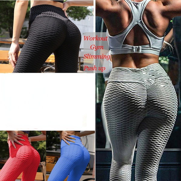 Womens Fitness Anti-Cellulite Yoga Pants Push Up Leggings Workout Sport Trousers 