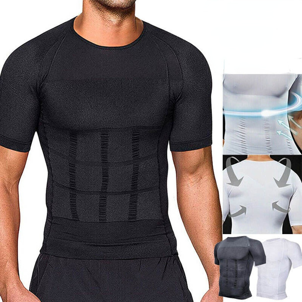 Men's Compression Shirt Slimming Short Sleeve Baselayer Body Shaper Workout  T-Shirt Cool Dry Shapewear Undershirt