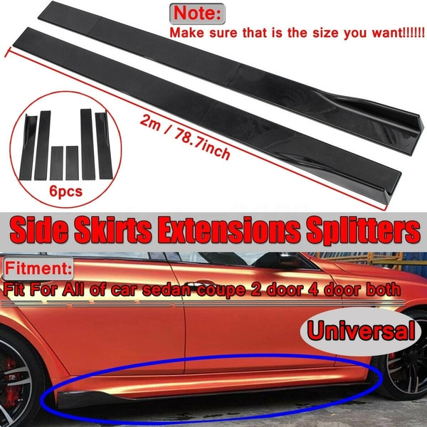 6Pcs set Glossy Black 2Meters Universal Car Side Skirts Winglet Extensions Splitters Rocker Panel Splitters Lips Body Apron Lip