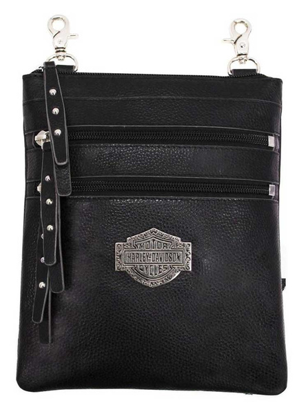 Harley Davidson Womens B S Filigree Logo Pebbled Leather Hip Bag w