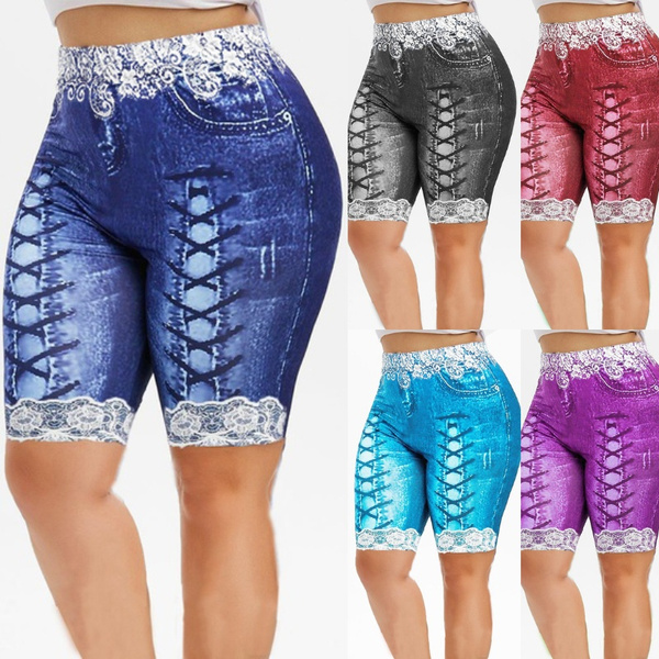 Fashion Plus Size Denim 3D Lace 