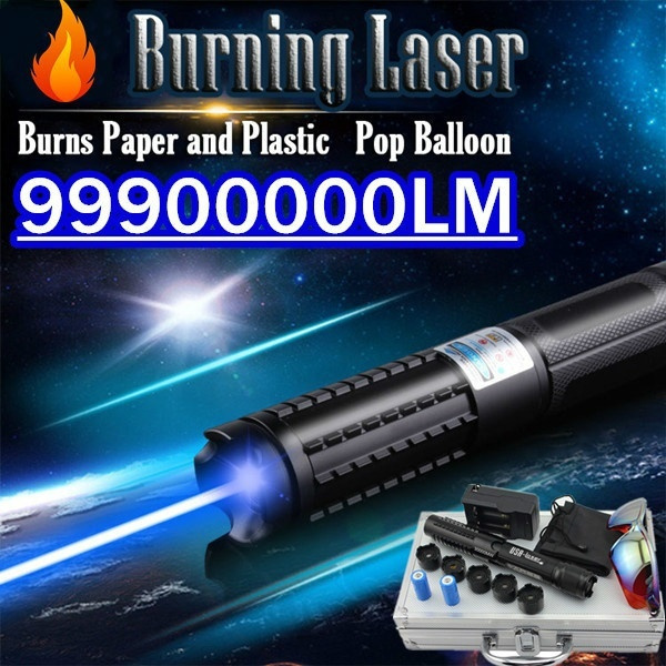 Adjustable BY6-A  Focus Blue Laser Pointer 450nm Visible With 5 Star Caps 