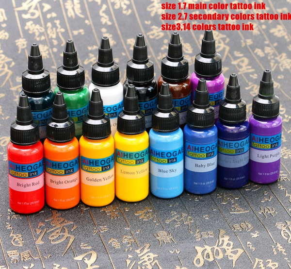 7/14 Bottle Professional Permanent Makeup Tattoo Ink Kit 1oz Tattoo Ink Set  30ml Tatoo Inks Pigment Body Art Tattoo Supplies