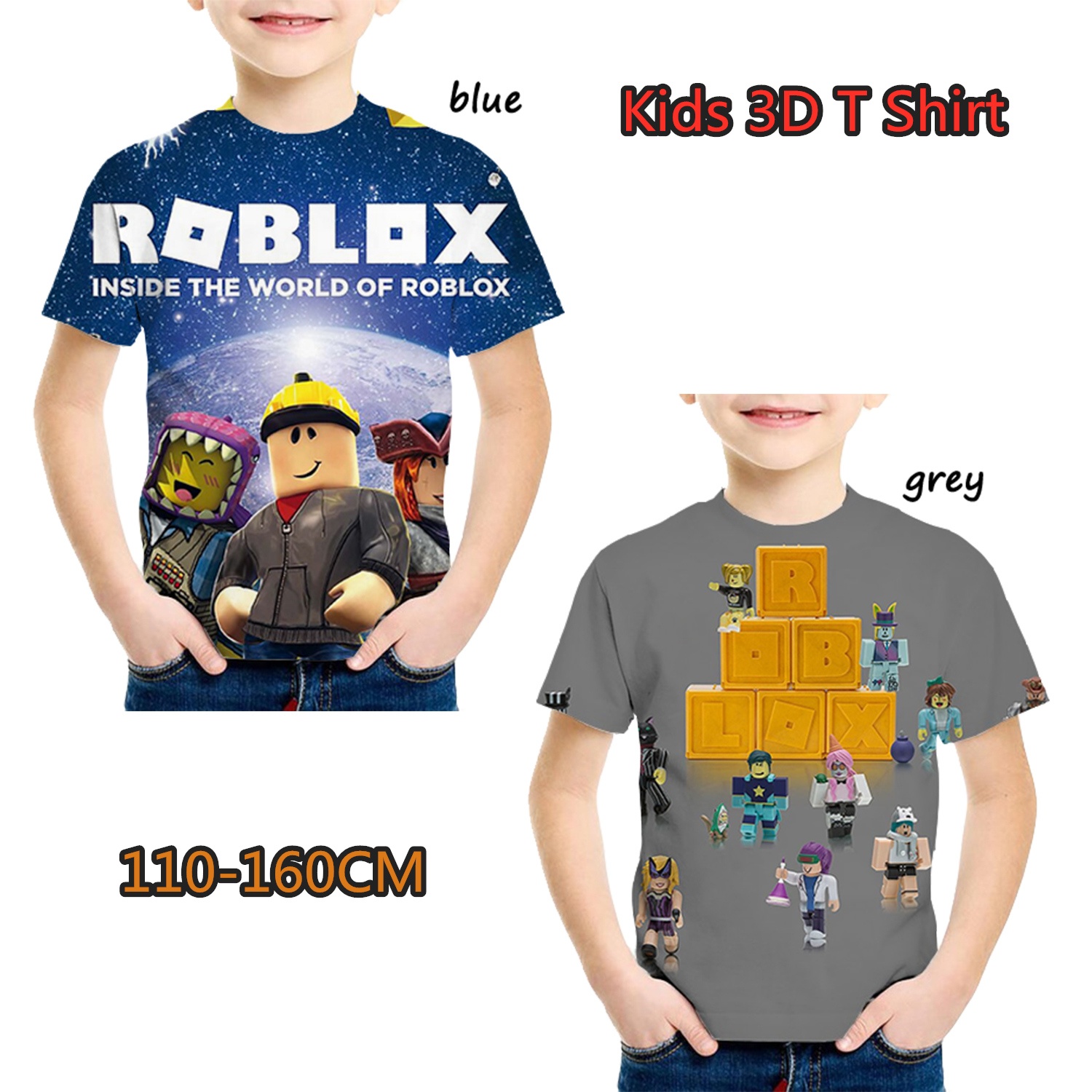 Fashion Cartoon Roblox 3d Printed Kids T Shirt Boys And Girls Funny Short Sleeve Round Neck Tees Wish - t shirt roblox mochila