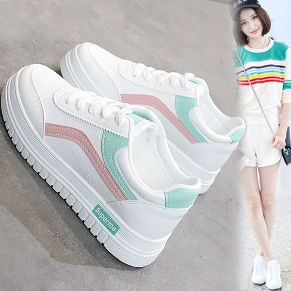 2020 Spring White Shoes Women S Korean Style Versatile Student S Shoes Running Casual Board Shoes 0321 Wish