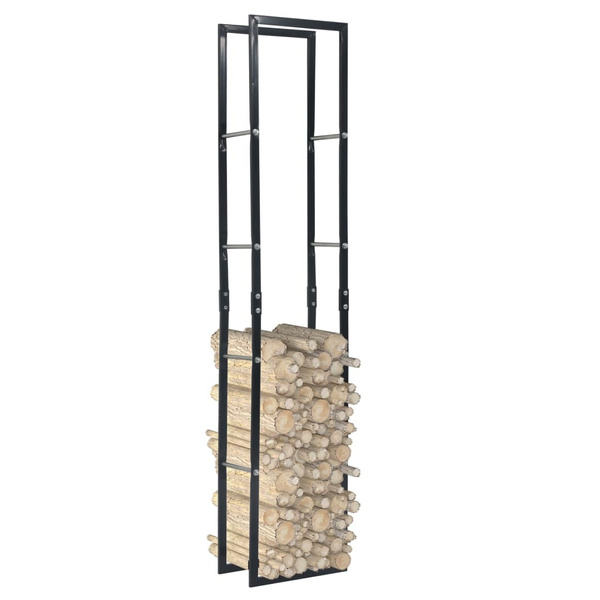 Firewood Rack Black 40x25x200 cm Steel Brennholzregal brandhout rek