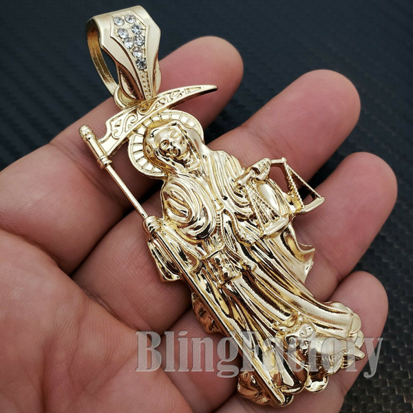 santa muerte necklace diamond