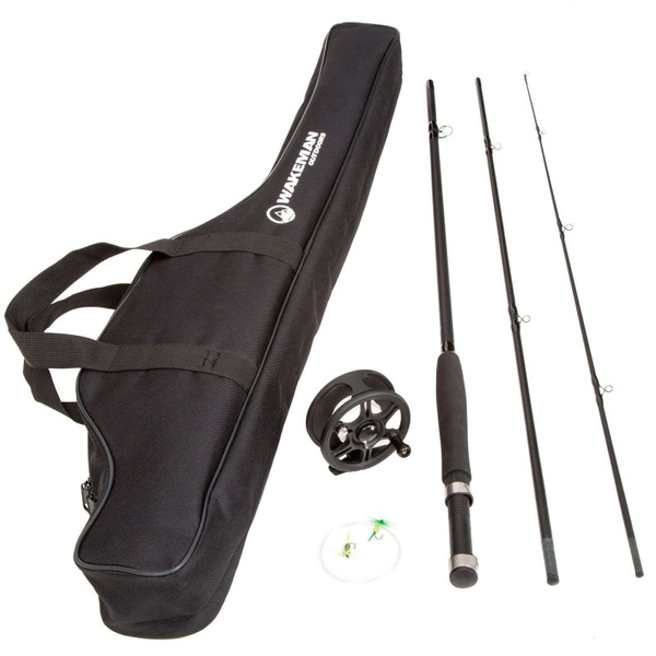 3 Piece 8 Feet Long Fly Rod and Reel with Carrying Case Fishing