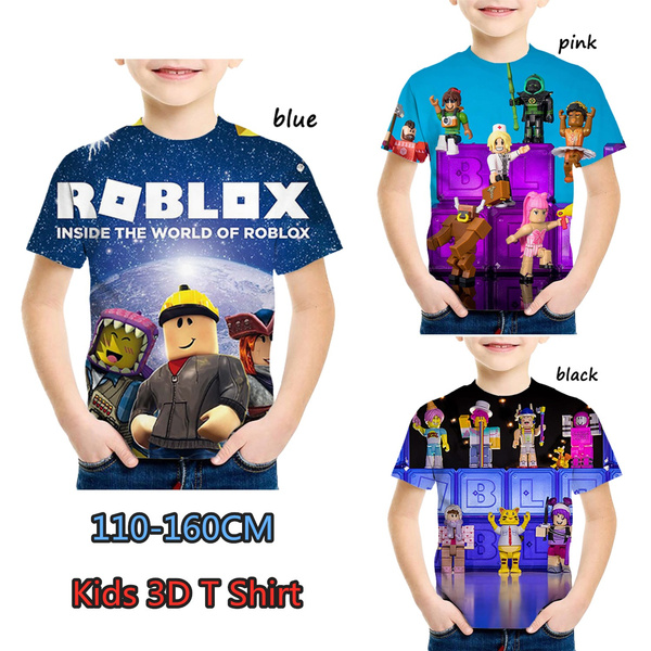 2020 Funny Cartoon Roblox 3d Printed Kids T Shirt Boys And Girls Fashion Short Sleeve Round Neck Tees Wish - roblox black shirt for girls