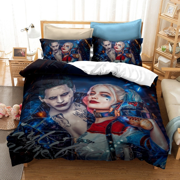 2/3Pcs Bedding Set Single Twin Double Full Queen Bedding Sets Bed Size Bedclothes Cover Sheet Pillowcase Bed Sets 3D Movies Suicide Squad Joker/Harley Quinn Hip Hop Styleets |