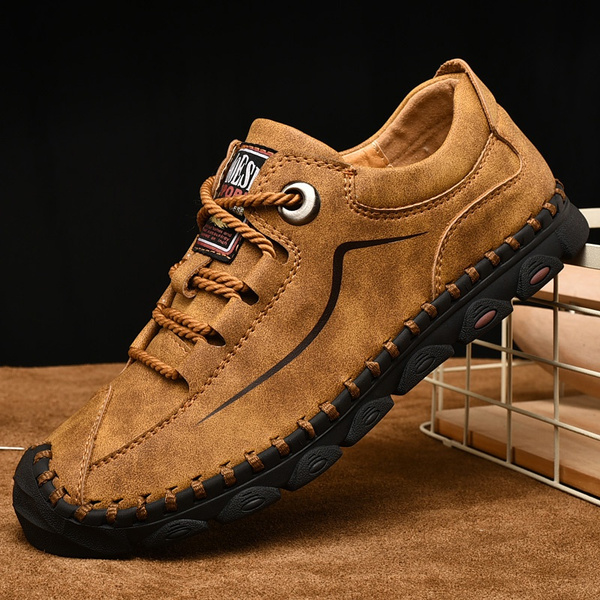 mens casual leather walking shoes