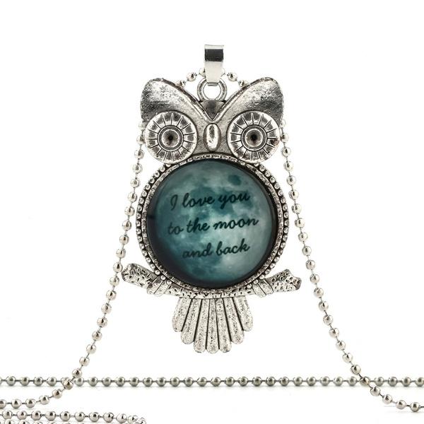 I Love You To The Moon And Back Owl Pendant Owl Necklace White Owl Jewelry Necklace For Him Art Gifts For Her For Men Art Gifts 031 Wish