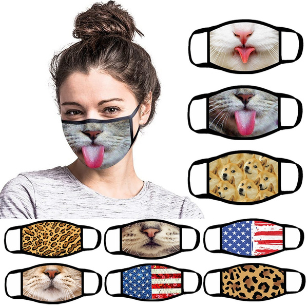 9 Styles 3D Cute Animal Print Face Masks Reusable Fashion Windproof Outdoor Funny Mouth Masks