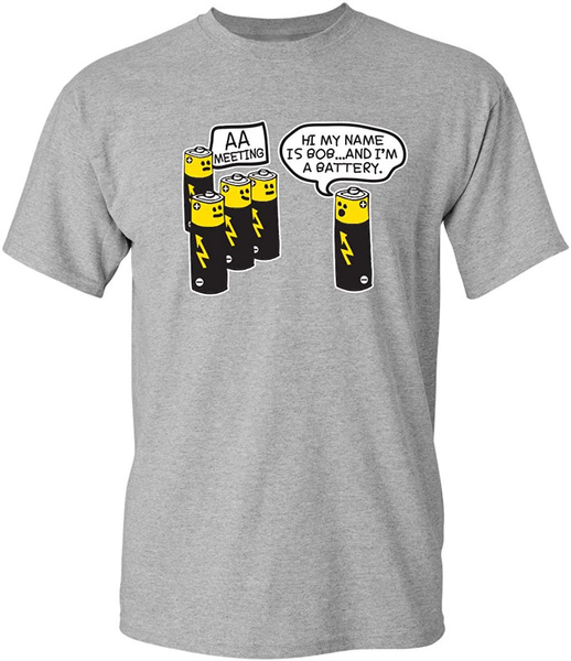 AA Battery Meeting Adult Funny Funny Satire Funny T-shirt | Wish