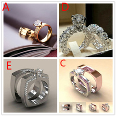 Sterling, Engagement Wedding Ring Set, 925 sterling silver, wedding ring