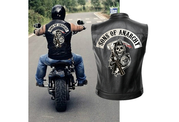 2020 Men Sons of Anarchy Pu Leather Locomotive Vest Motorcycle Racing  Sleeveless Pu Leather Vest | Wish