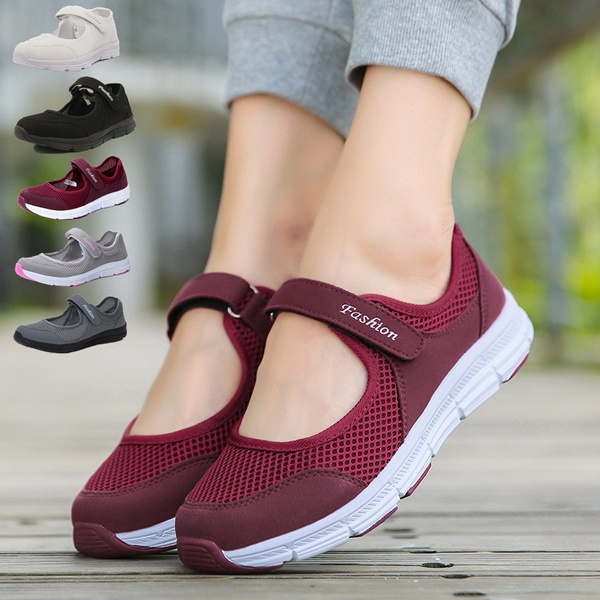 Women Casual Shoes Fashion Breathable Walking Mesh Flat Shoes Gym