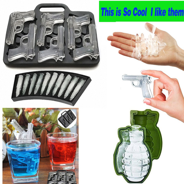 Creative 3D Ice Cube Maker Mold Plastic Large Ice Cream Tub Set Tools Gun  Shaped Ice Cube Tray Mould for Party Drink Whiskey