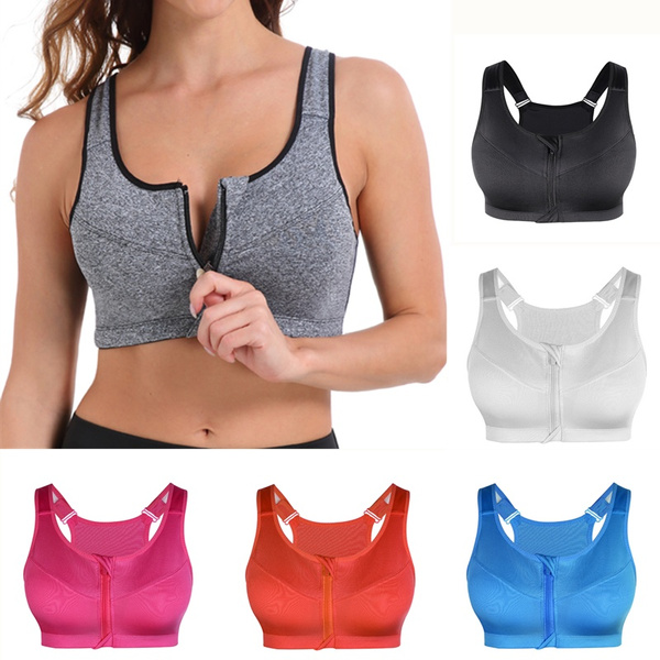 Women Zipper Push Up Sports Bras Vest Underwear Shockproof Breathable Gym  Fitness Athletic Running Yoga Sport Tops