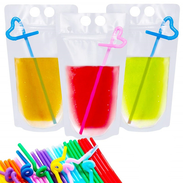 Drink Pouches With Straws, Freezable Drink Bags, Juice Pouches