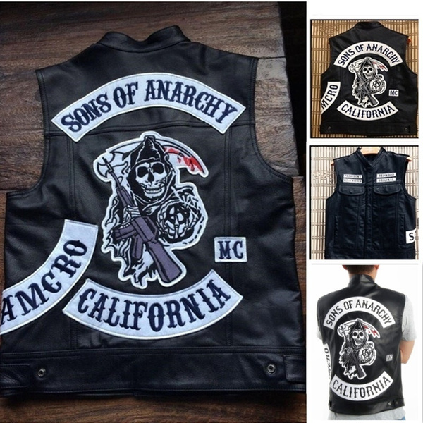 2020 Sons of Anarchy Motorcycle Racing PU Leather Vest Locomotive ...