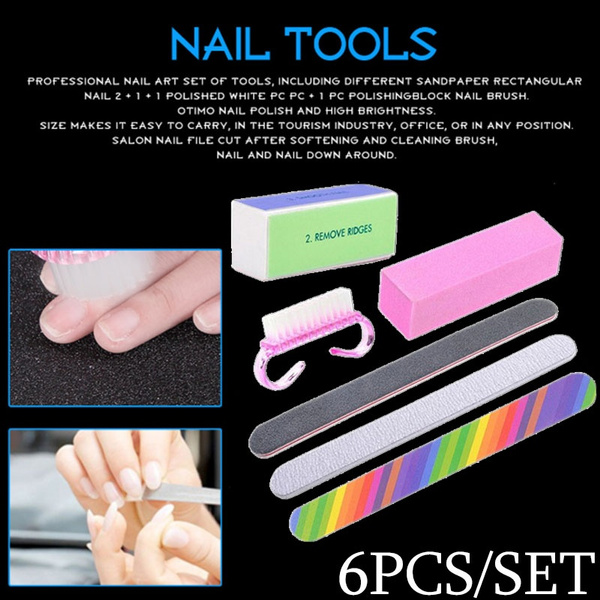 6PCS/SET Nail Files Nail Buffer Sanding Block Professional Nail Manicure  Tools Kit Rectangular Art Nail Care Buffer Sanding Block Tools Grit | Wish