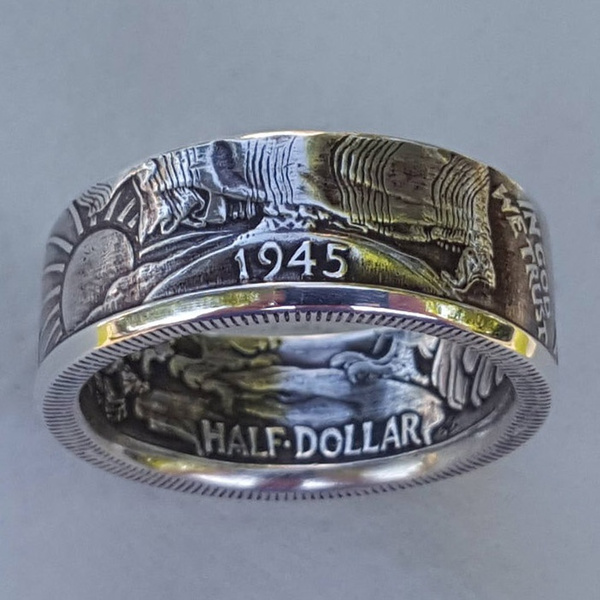 90% Silver Handmade Coin Rings Vintage 