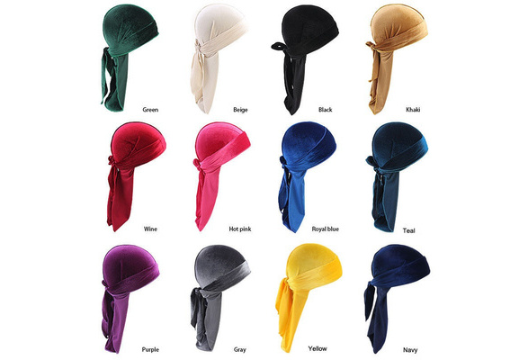 Velvet Durag Premium Men's Doo Rag Hats Silky Wave Cap Designer Style 23  COLORS 