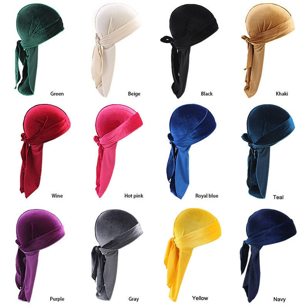 afslappet rent generelt New Velvet Durag Premium Men's Doo Rag Hats Silky Wave Cap Designer Style  for Men Women Free Size | Wish