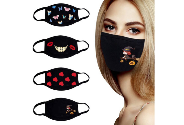 Download 4 Style Optional Fashion Unisex Cotton Face Masks Pattern Printing Black Mask Face Mouth Dust Proof Cotton Face Masks Funny Mask Wish Yellowimages Mockups