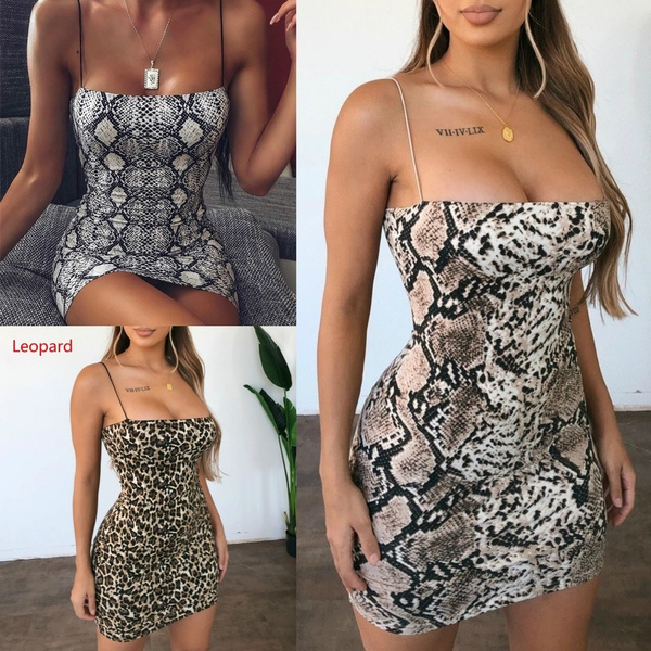 snake print spaghetti strap dress