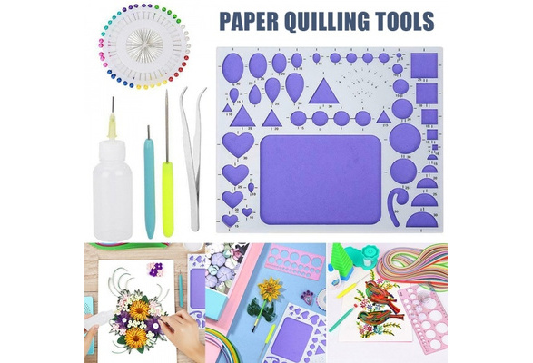 DIY Paper Quilling Tools Set Template Mould Board Tweezer Needles Pen Kit  Random Color