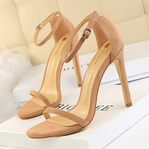 Sandalias americanas sexy de moda tacones altos para mujer tacones ultra altos suede word heels summer women singles