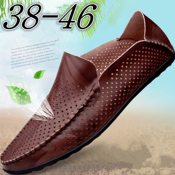 Men s Laser cut Leather Casual Slip on Loafers Mens Breathable Leather Slip on Casual Shoes Wine Red Light Brown Brown Black Size 38 46