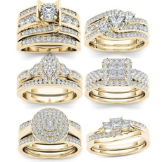 6 Styles Exquisite 2-3Pcs\/Set Women Ladies Natural White Sapphire Diamond Ring Set Anniversary Christmas Gift Engagement Bridal Wedding Jewelry Rings Size 6-10