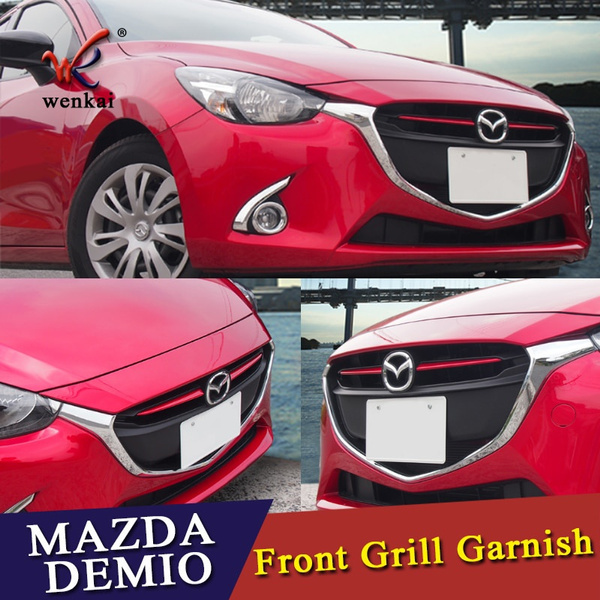 ABS Chrome Front Grille Grill Cover Trim Molding FOR Mazda 2 Demio 2015  2016 2017 2018 DJ DL Mazda2 Hatchback Sedan Car Styling Accessories