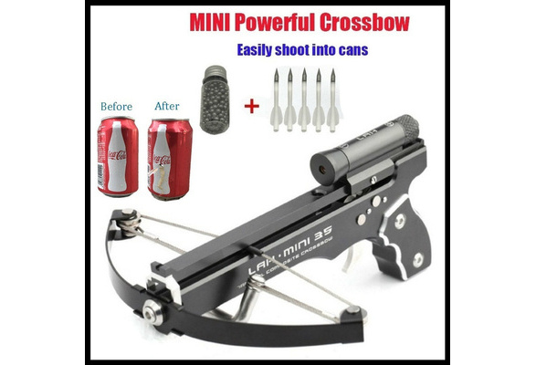 Outdoor Powerful Hunting Fish Crossbows Super Mini Crossbow Aluminum Alloy  Material with Laser Sight Mini Crossbows Include 100Pcs Bullets and 5Pcs  Arrows