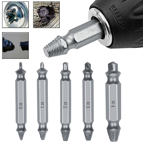Damaged Screw Extractor 5Piece Kit and Stripped Screw Extractor Set