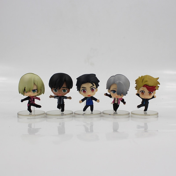 5cm 5pcs/lot YURI!!! on ICE Figure Model Toy Yuri Katsuki Victor Nikiforov  Yuri Plisetsky Kawaii Skating Action Figure Model Toy