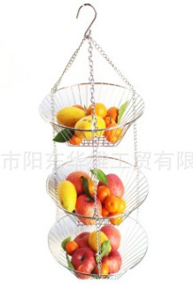 vegetablekitchenstoragebasket, adjustablehangingshelfheavydutywire, 3tierhangingkitchenblackfruitbasket, basketchainhangingspacesaving
