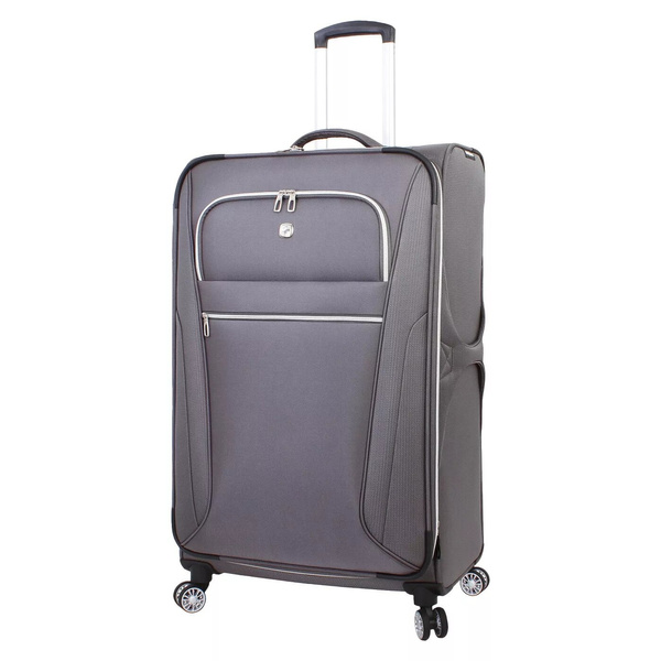 SWISSGEAR Checklite 29 "bagage med otte 360-graders, spinnerhjul og to frontpanellommer med sølvfarvetone, trækul |