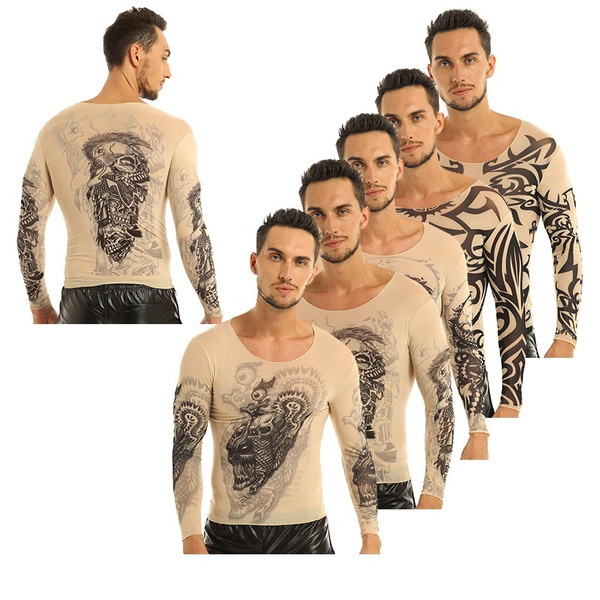 fake tattoo long sleeve shirt