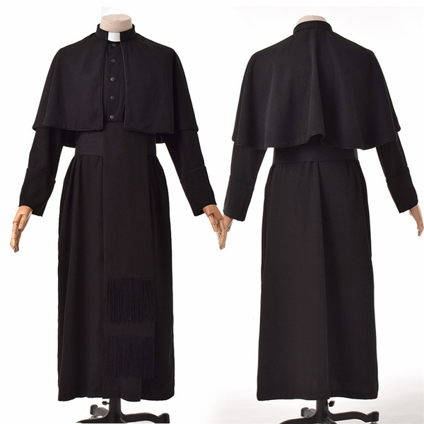 Men Roman Soutane Cassock Adult Medieval Clergy Robe Cassock With