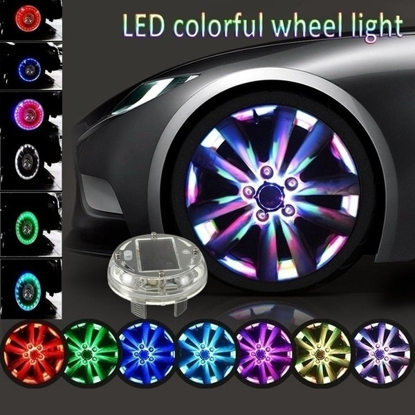 Solar hub lamp Cap Light with Motion Sensors Colorful LED NERLMIAY Car Tire Wheel Lights,Solar Car Wheel Tire Air Valve 4 Pack Tire Light Gas Nozzle,for Car Bicycle Motorcycles 