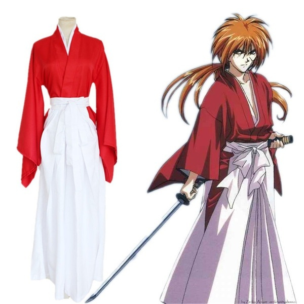 Rurouni Kenshin Himura Kimono Cosplay Costume Kendo Hakama Kimono