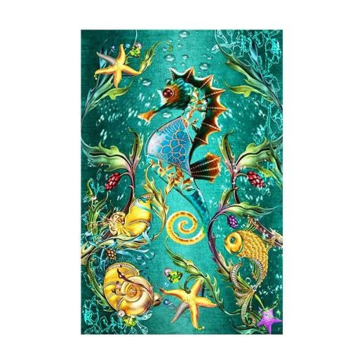 5D Diamond Painting Abstract Colored Sea Horse Kit