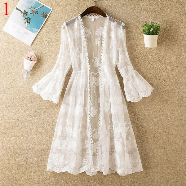 White long cheap summer cardigan