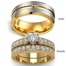 Couple Rings, Heart, wedding ring, gold
